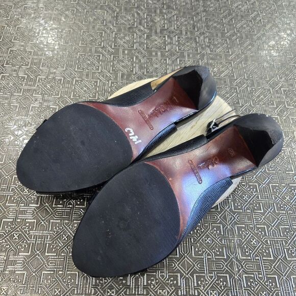 🐢 Cole Haan Black Snake Skin Adjustable Strap  Buckle Open Toed Pump 10B - Picture 14 of 16